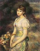 Pierre Renoir Young Girl with Flowers china oil painting reproduction